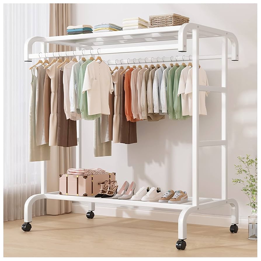 AZAKBL ハンガーラック 頑丈 ２段 洋服ラック 大容量 キャスター付き Amazon｜AZAKBL ハンガーラック 頑丈 2段 洋服ラック 大容量